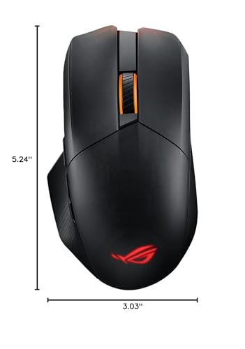 ASUS ROG Chakram X Origin Gaming Mouse, Tri-Mode connectivity (2.4GHz RF, Bluetooth, Wired), 36000 DPI Sensor, 11 programmable Buttons, Detachable Joystick, Paracord Cable, Black