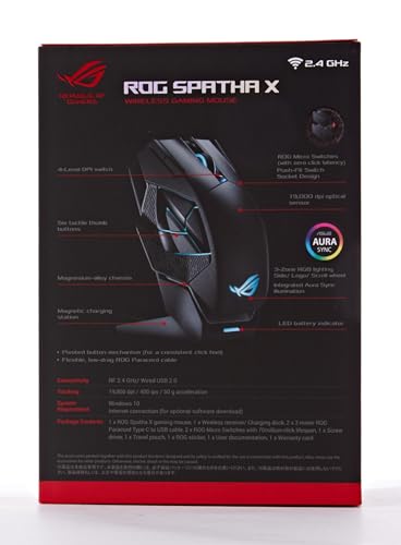 ASUS ROG Chakram X Origin Gaming Mouse, Tri-Mode connectivity (2.4GHz RF, Bluetooth, Wired), 36000 DPI Sensor, 11 programmable Buttons, Detachable Joystick, Paracord Cable, Black