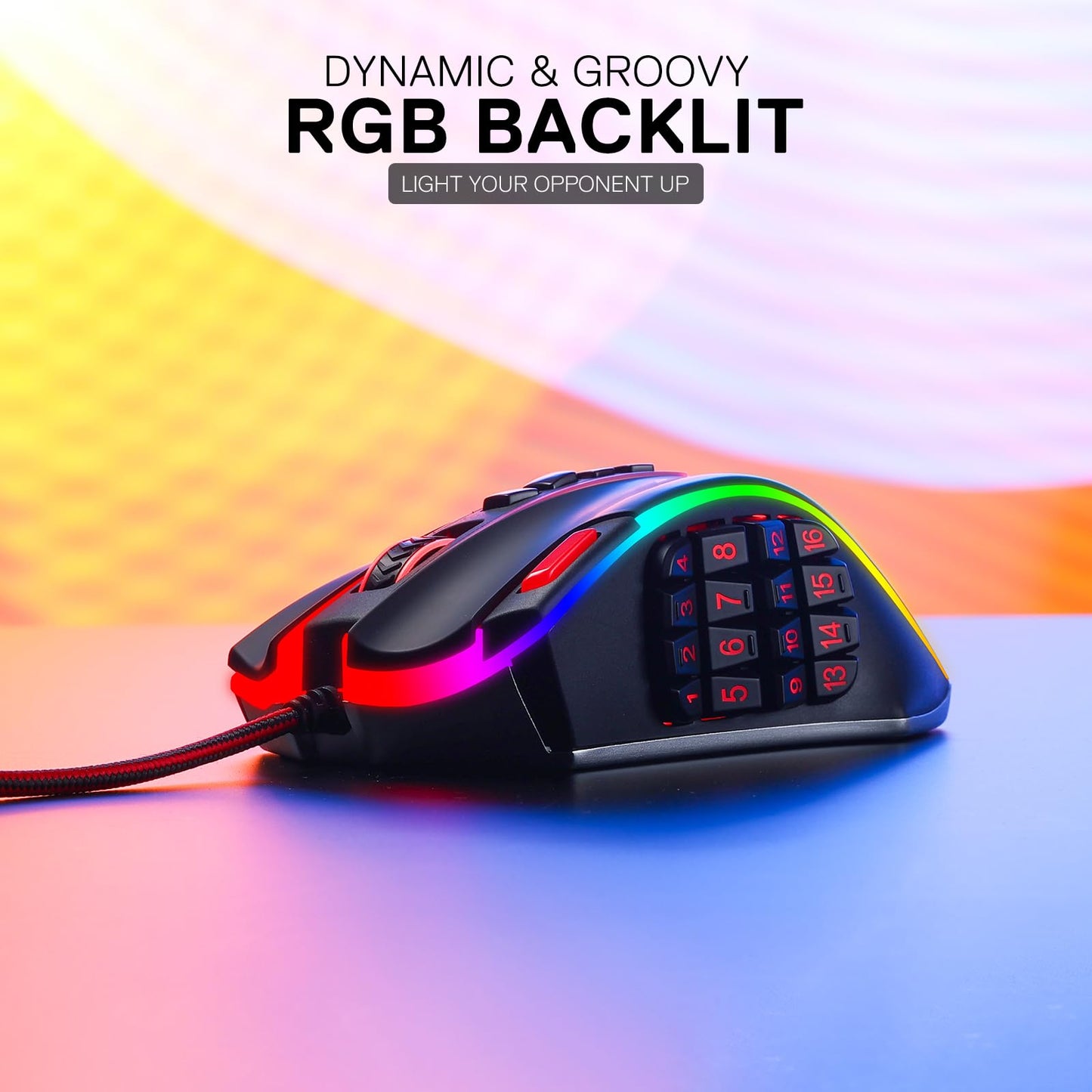 Redragon M908 Impact RGB LED MMO Gaming Mouse with 12 Side Buttons, Optical Wired Ergonomic Gamer Mouse with Max 12,400DPI, High Precision, 18 Programmable Macro Shortcuts, Comfort Grip