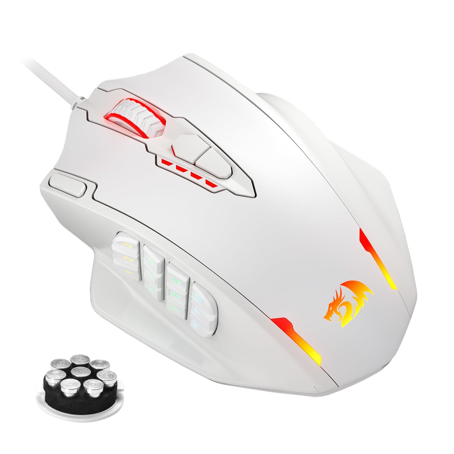 Redragon M908 Impact RGB LED MMO Gaming Mouse with 12 Side Buttons, Optical Wired Ergonomic Gamer Mouse with Max 12,400DPI, High Precision, 18 Programmable Macro Shortcuts, Comfort Grip