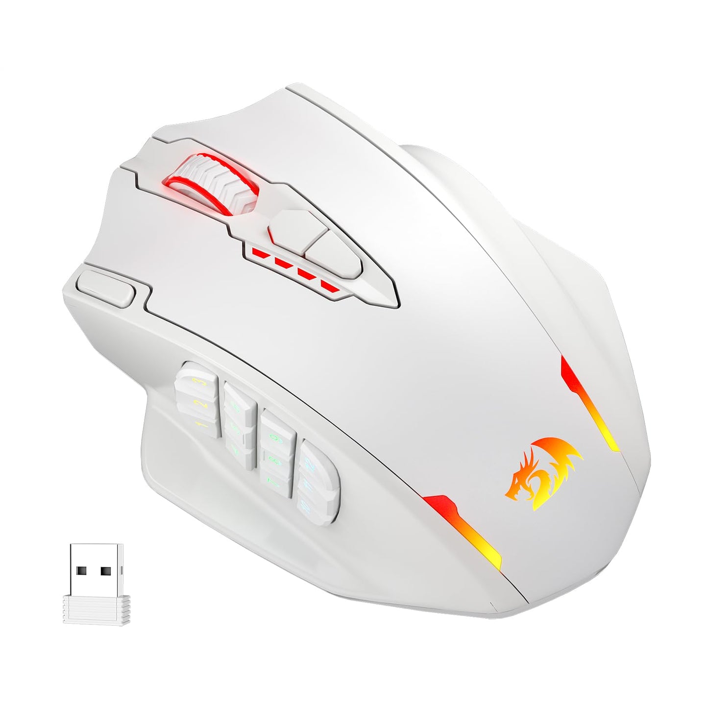 Redragon M908 Impact RGB LED MMO Gaming Mouse with 12 Side Buttons, Optical Wired Ergonomic Gamer Mouse with Max 12,400DPI, High Precision, 18 Programmable Macro Shortcuts, Comfort Grip