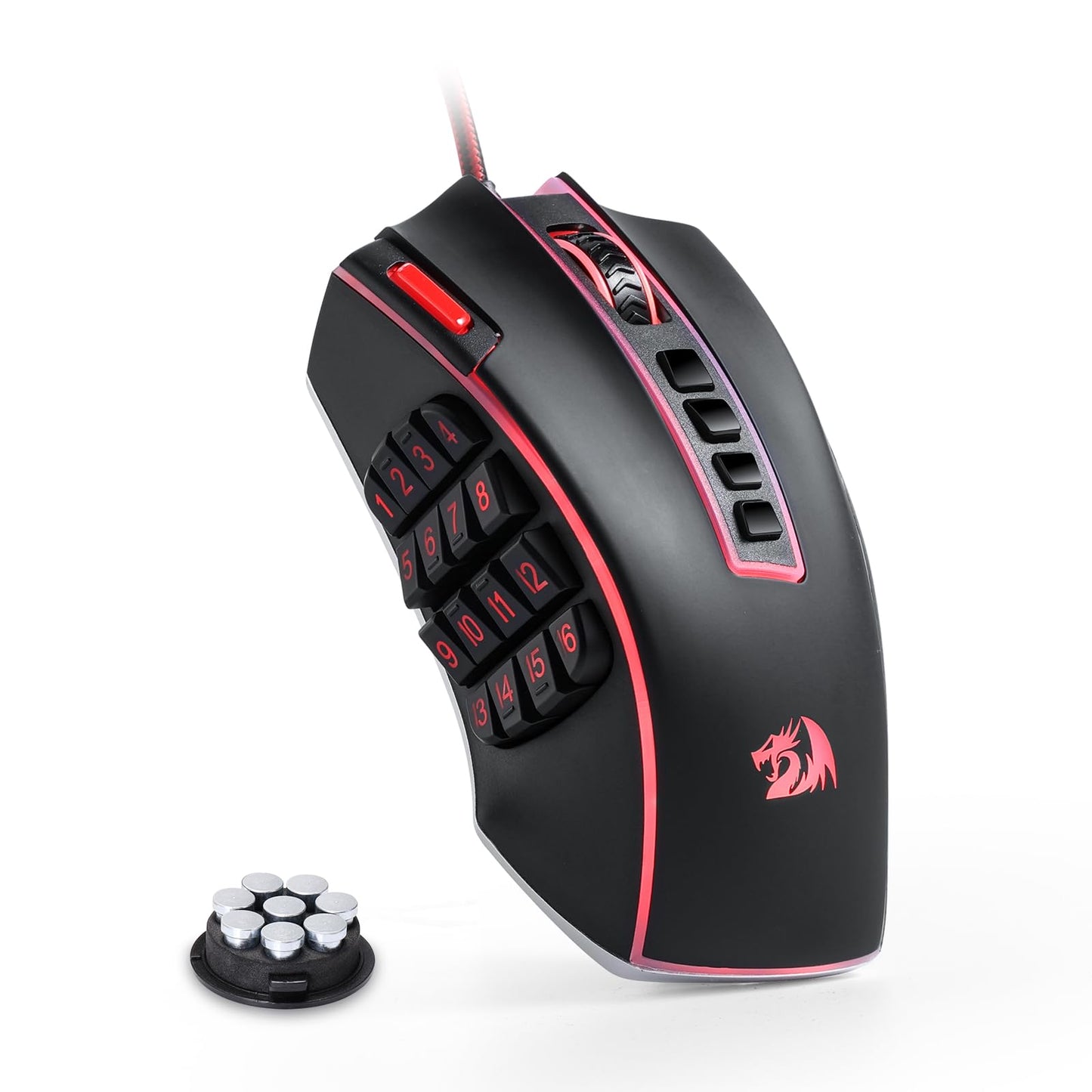 Redragon M908 Impact RGB LED MMO Gaming Mouse with 12 Side Buttons, Optical Wired Ergonomic Gamer Mouse with Max 12,400DPI, High Precision, 18 Programmable Macro Shortcuts, Comfort Grip