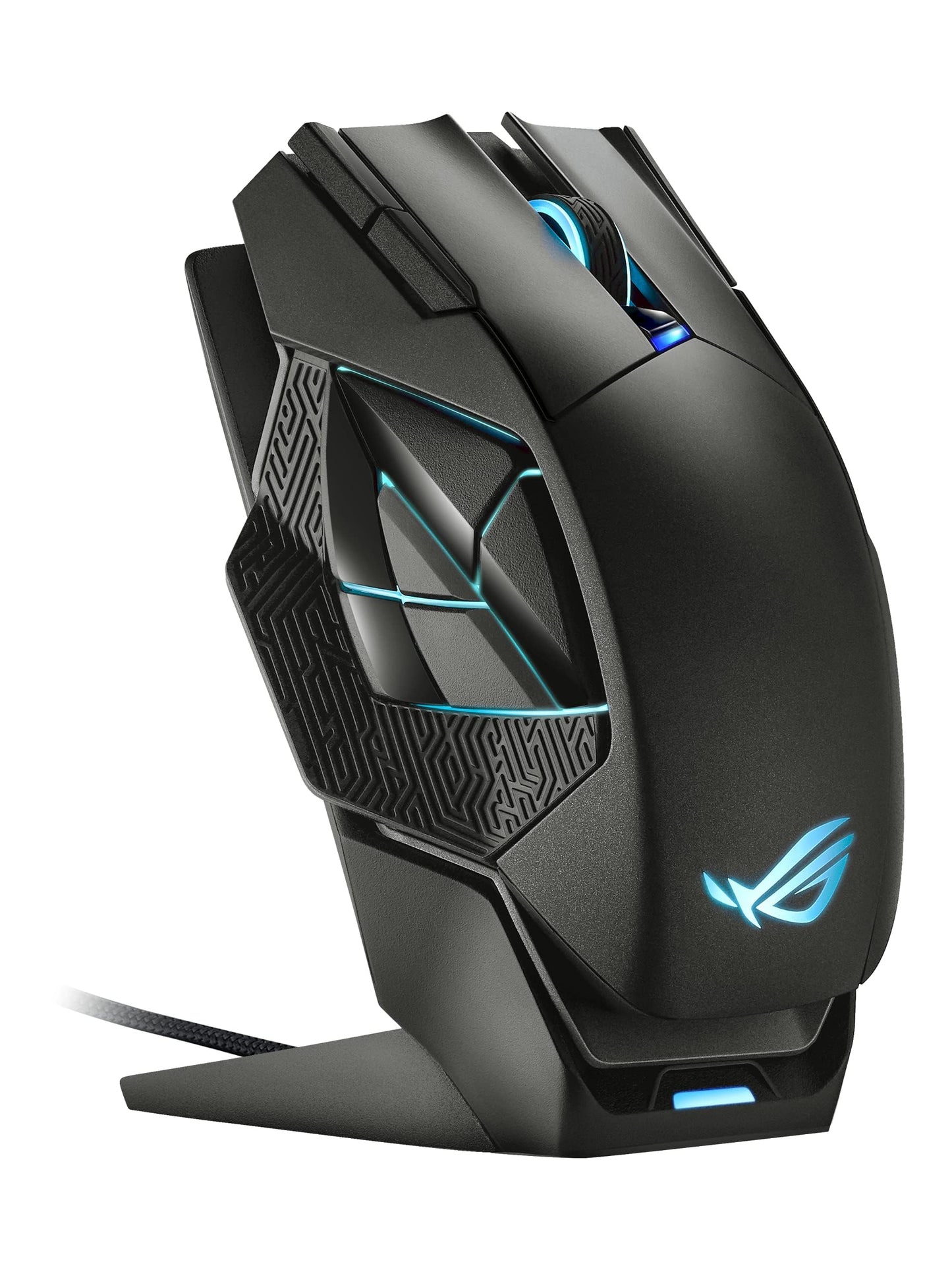 ASUS ROG Chakram X Origin Gaming Mouse, Tri-Mode connectivity (2.4GHz RF, Bluetooth, Wired), 36000 DPI Sensor, 11 programmable Buttons, Detachable Joystick, Paracord Cable, Black