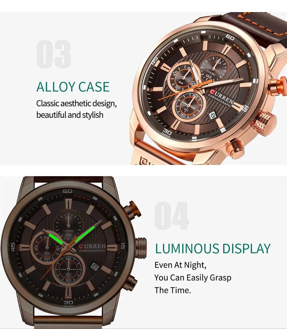 CURREN Fashion Date Quartz Men Watches Top Brand Luxury Male Clock Chronograph Sport Mens Wrist Watch Hodinky Relogio Masculino