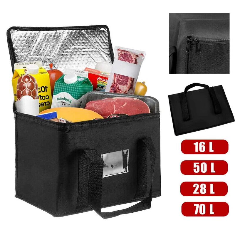 16L/28L/50L/70L Insulated Car Portable Lunch Cooler Folding Insulated Picnic Ice Bag Zipper Picnic Camping Tin Foil Food Bag