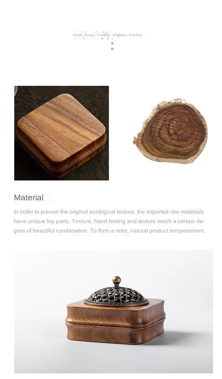 Indoor Sandalwood Incense Holder Walnut Wood Incense Burner Household Moxibustion Base Mugwort Pillar Incense Burner Decoration