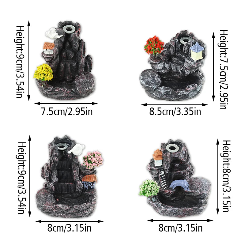 1 Piece Resin Reflux Back Mountain Waterfall Incense Holder Incense Burner, Bedroom Living Room Coffee Table Office Home Decor