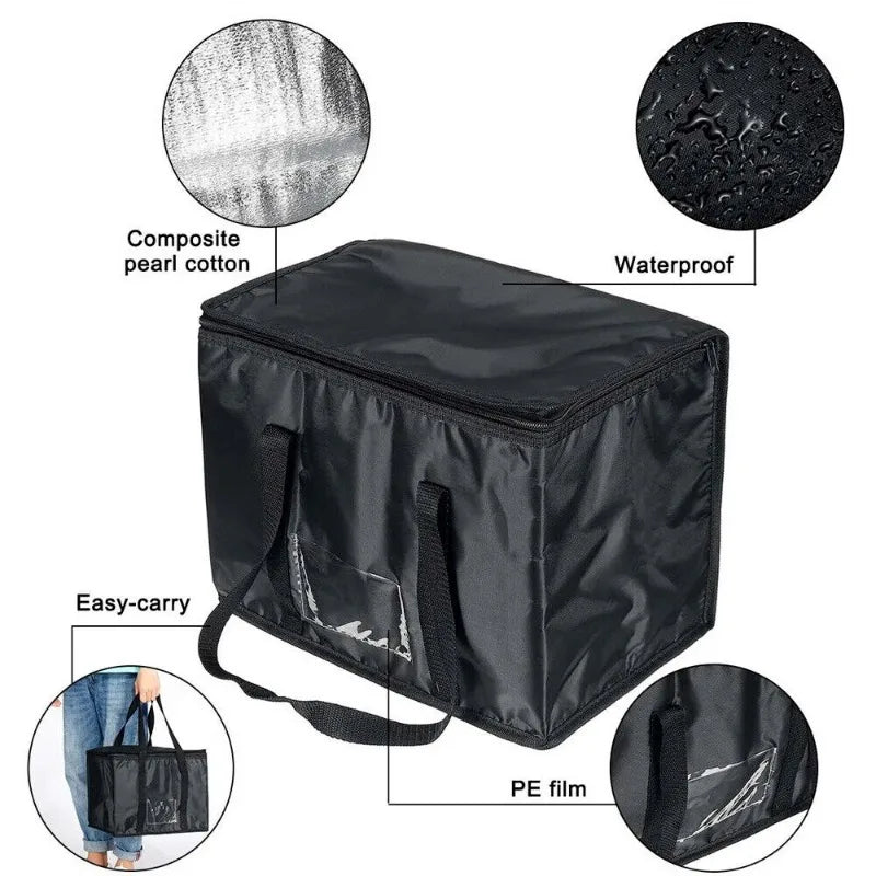 16L/28L/50L/70L Insulated Car Portable Lunch Cooler Folding Insulated Picnic Ice Bag Zipper Picnic Camping Tin Foil Food Bag