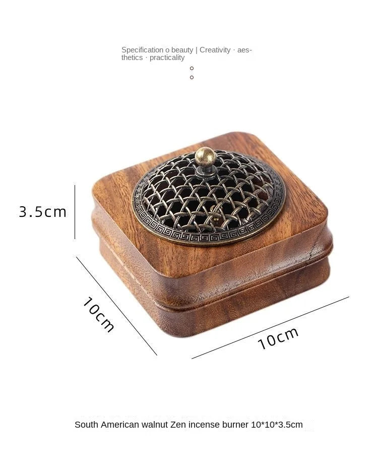 Indoor Sandalwood Incense Holder Walnut Wood Incense Burner Household Moxibustion Base Mugwort Pillar Incense Burner Decoration