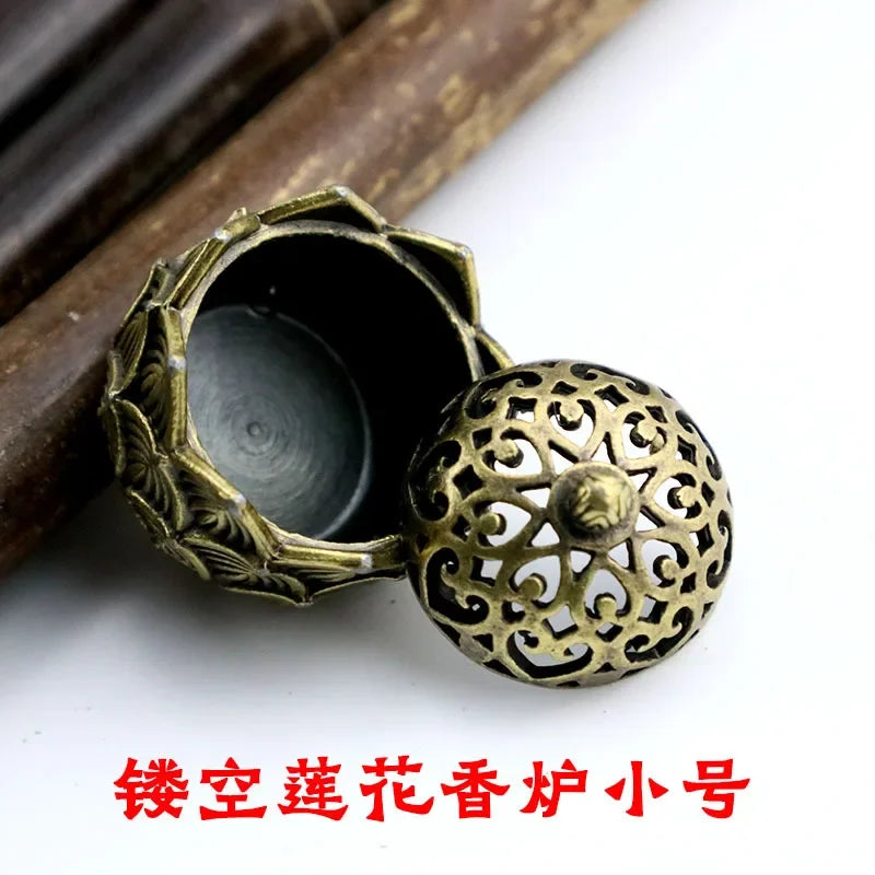 Buddhist Utensils Incense Burner Lotus Incense Censer Archaic Copper Alloy Sandalwood House Furnishings Home Office Decoration