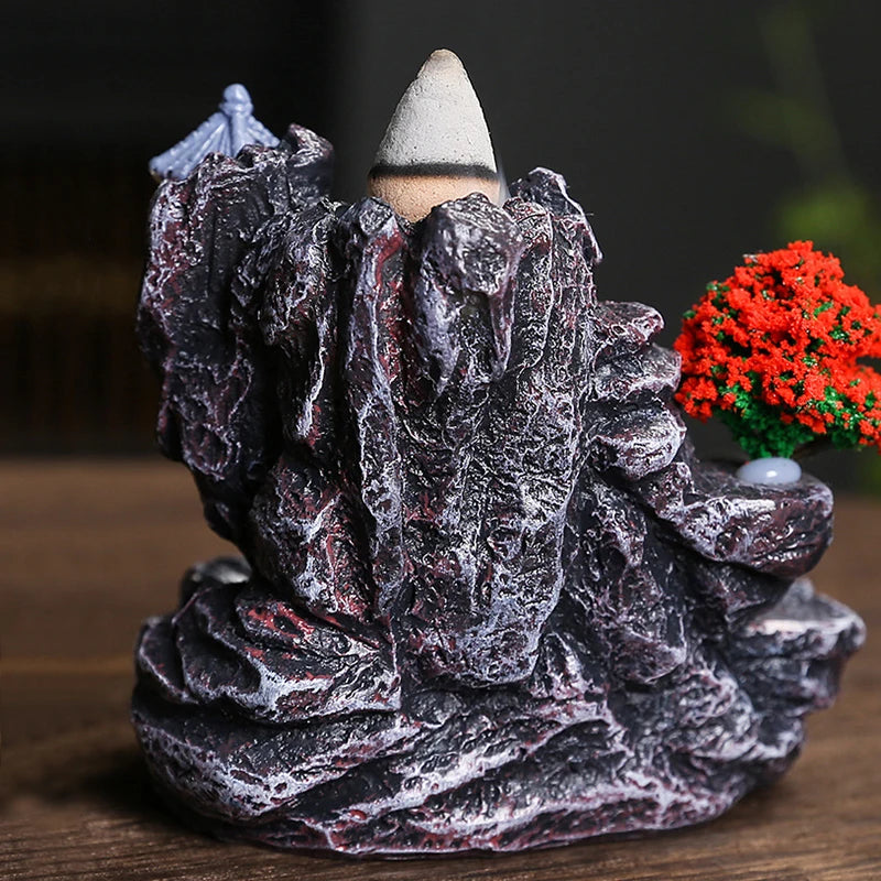 1 Piece Resin Reflux Back Mountain Waterfall Incense Holder Incense Burner, Bedroom Living Room Coffee Table Office Home Decor