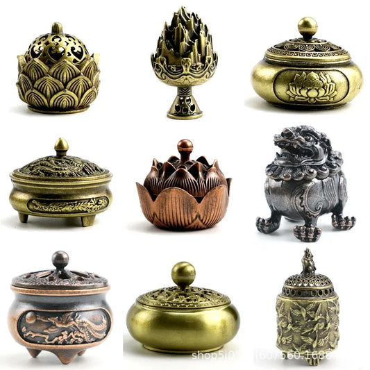 Buddhist Utensils Incense Burner Lotus Incense Censer Archaic Copper Alloy Sandalwood House Furnishings Home Office Decoration