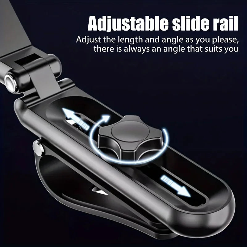 1pc Car Phone Holder, Multifunctional 360 Degree Rotating Rearview Mirror, Seat Clip Holder, 4.0-6.1 Inch Mobile GPS Holder