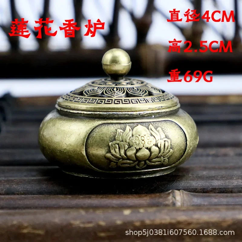 Buddhist Utensils Incense Burner Lotus Incense Censer Archaic Copper Alloy Sandalwood House Furnishings Home Office Decoration