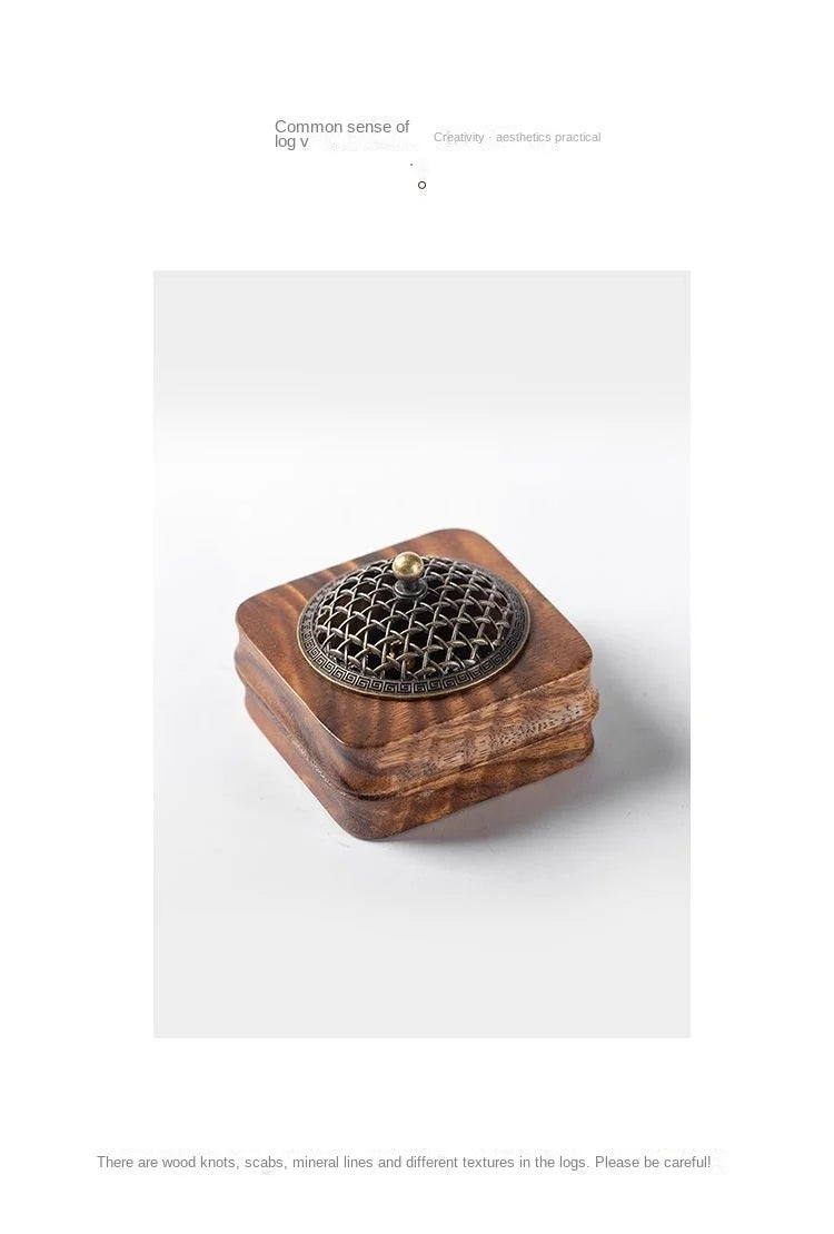 Indoor Sandalwood Incense Holder Walnut Wood Incense Burner Household Moxibustion Base Mugwort Pillar Incense Burner Decoration