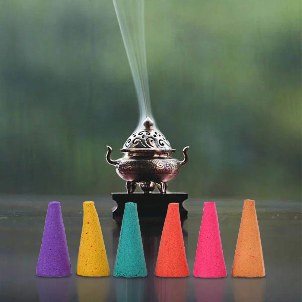 60Pcs Scented Incense Cones Mixed Waterfall Smoke Backflow Natural Incense Sticks Anxiety Relief Relaxing Fragrance Incense Cone