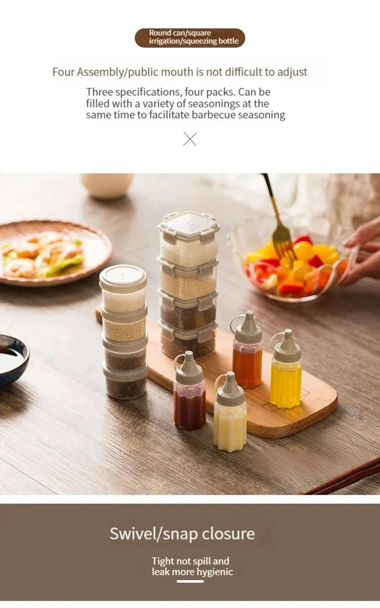 4PCS Spice Seasoning Bottle Kitchen Accessories Sealed Against Dampness And Dust Domestic Kitchen Condiment Squeeze Bottle