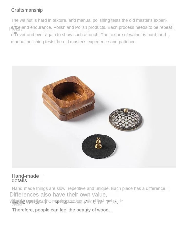 Indoor Sandalwood Incense Holder Walnut Wood Incense Burner Household Moxibustion Base Mugwort Pillar Incense Burner Decoration