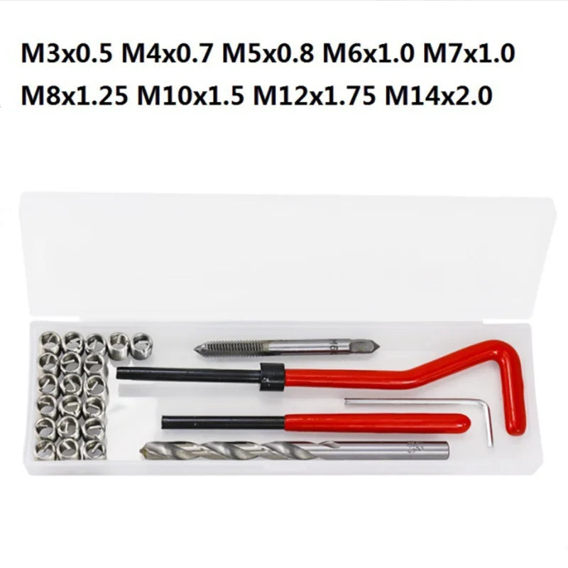 25/75/131pcs thread repair kit M2-M16, used to repair damaged thread monkey wrench Fried Dough Twists bit hand tool