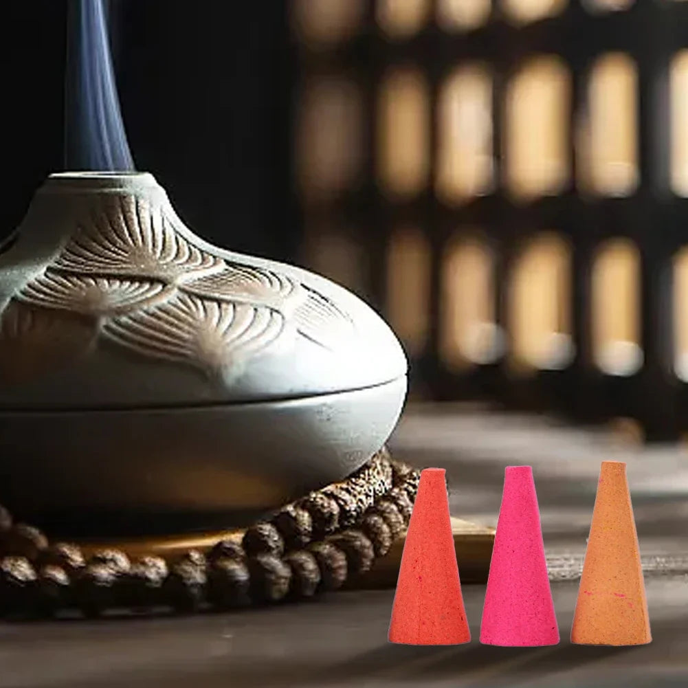 60Pcs Scented Incense Cones Mixed Waterfall Smoke Backflow Natural Incense Sticks Anxiety Relief Relaxing Fragrance Incense Cone