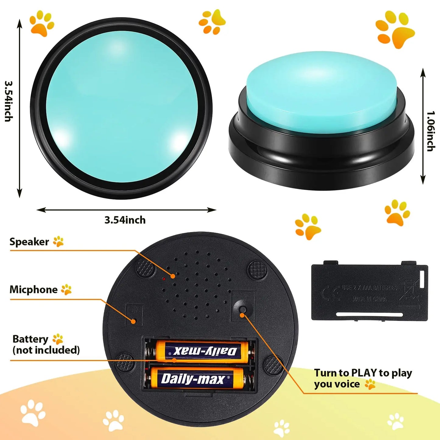 4/8/10pcs Dog Training Button Recordable Pet Communication Dog Toys Dog Talking Button Cute Claw Print Pattern Dog Accessories